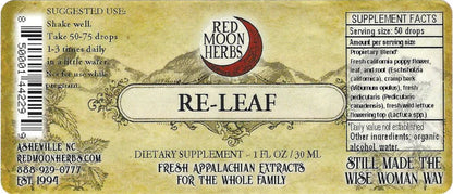 Red Moon Herbs Re-Leaf Extract (California Poppy, Cramp Bark, Pedicularis, Wild Lettuce)